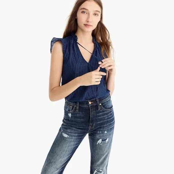 J. Crew sleeveless tie neck top - Picture 2 of 5